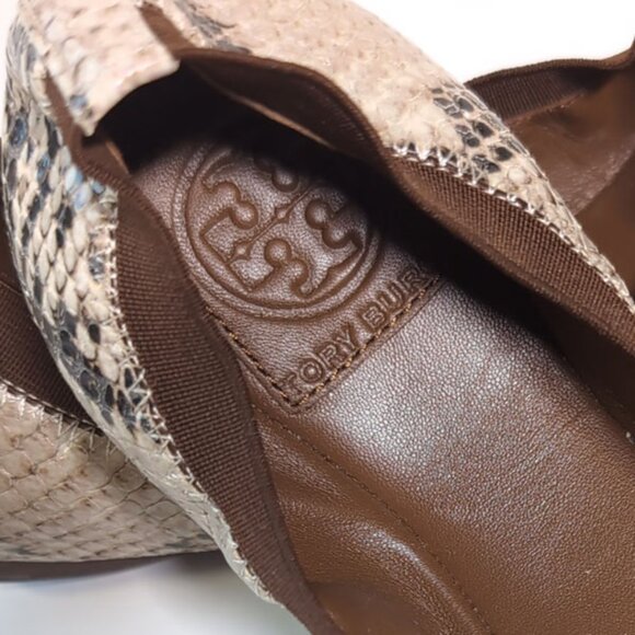 Tory Burch Shoes 7 'Carolina' Brown Snakeskin Ballet Flats *EXCELLENT* - Picture 6 of 11